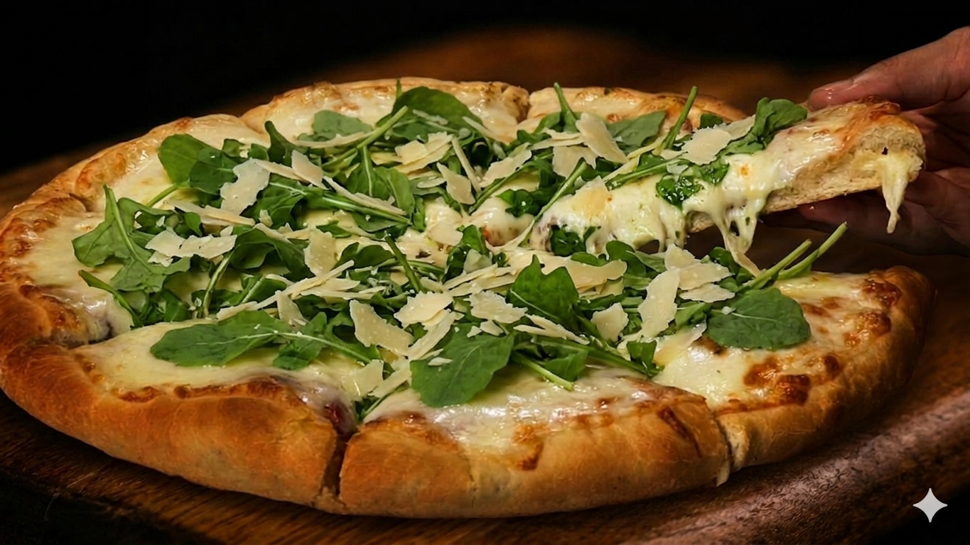 Pizza de Rúcul y parmesano